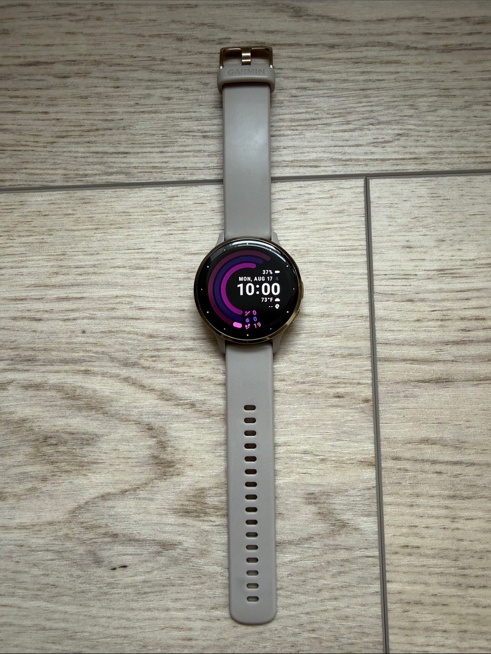 Garmin Venu 3S Smartwatch — French Gray Band with Gold Bezel